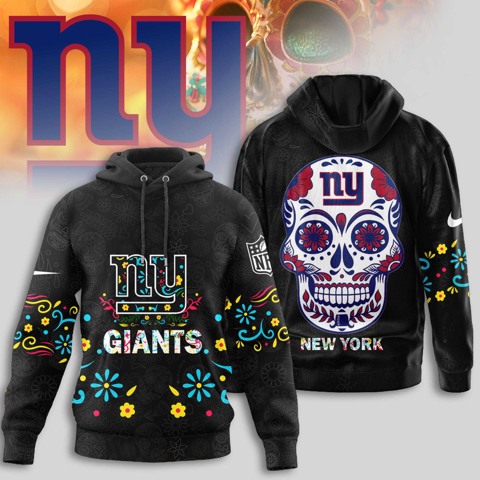 New York Giants | Premium NFL Dia de los Muertos Limited Editions Hoodie