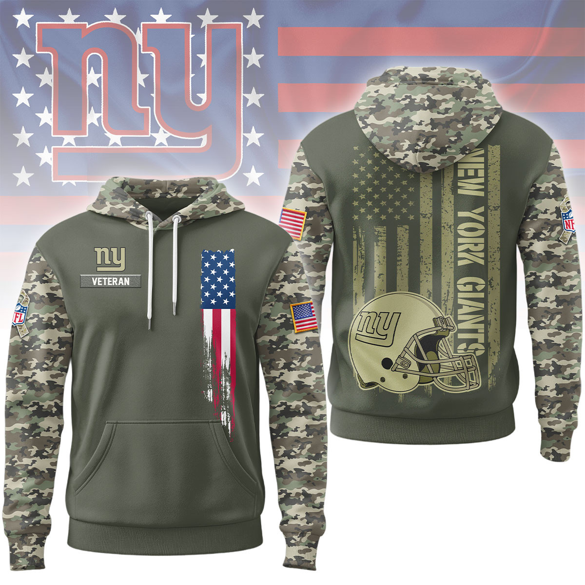 New York Giants | Premium NFL Veteran Camo Hoodie Limited Edition