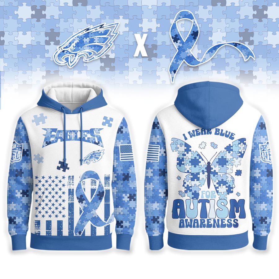Philadelphia Eagles | Premium NFL Autism Awareness Blue Hoodie