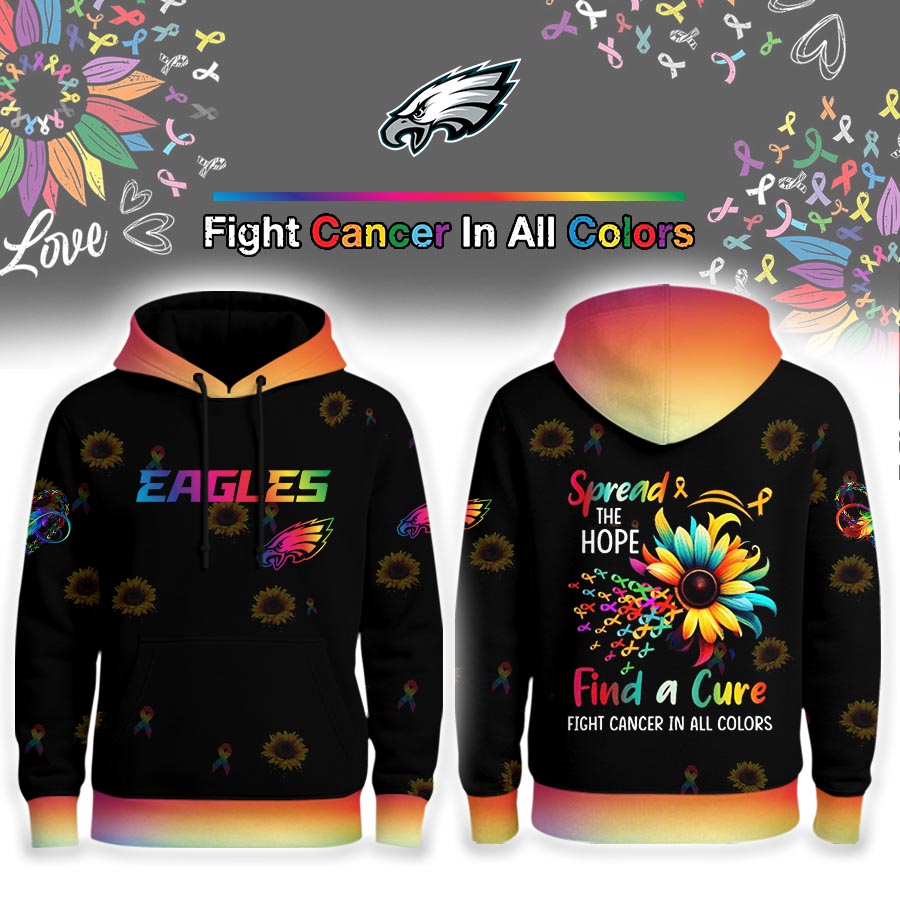 Philadelphia Eagles | Premium NFL Rainbow Cancer Awareness Hoodie