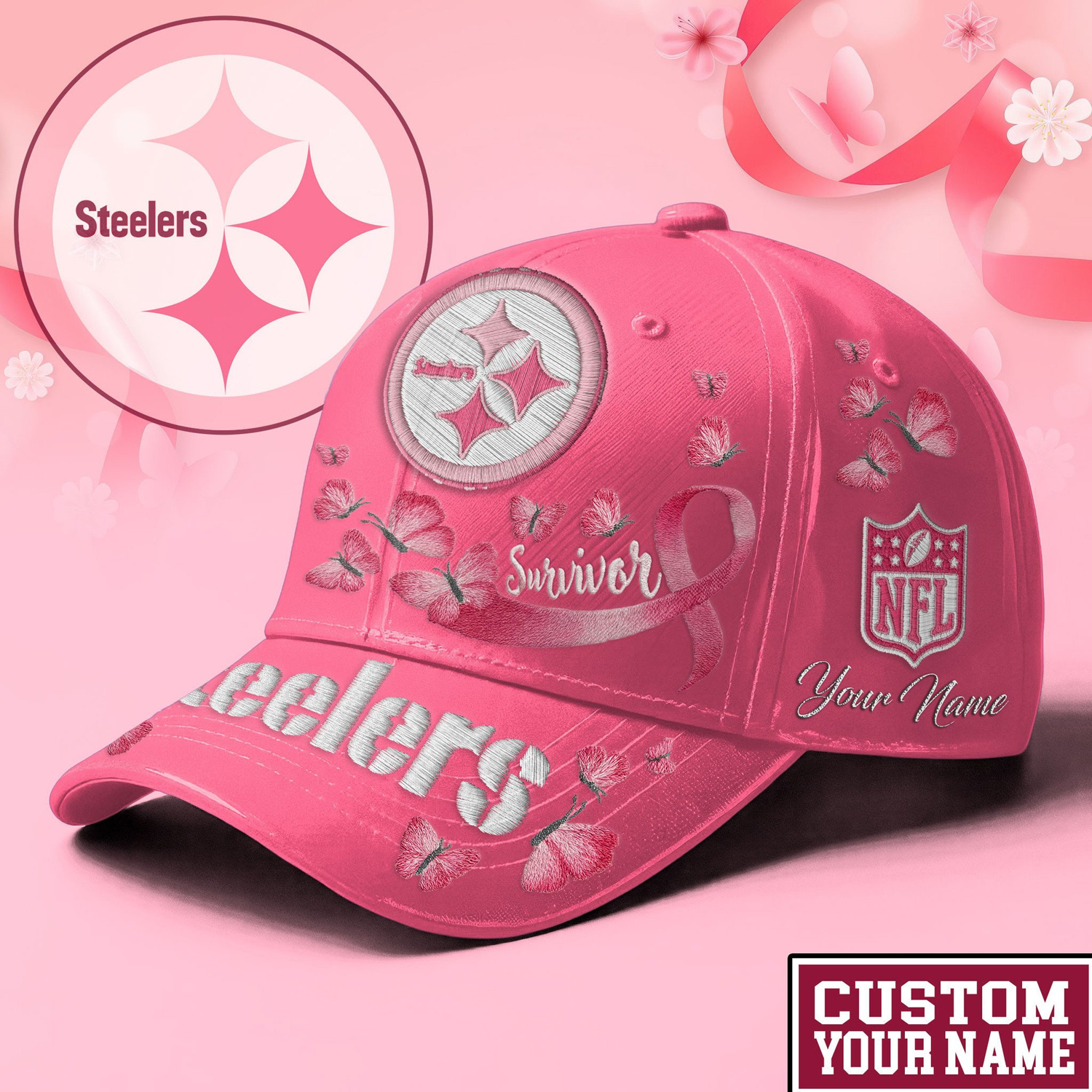 PIT x NFL Premium Classic Cap Breast Cancer Survivor