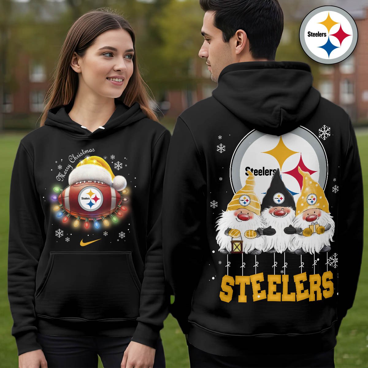 Pittsburgh Steelers | Premium NFL Christmas Gnomes Hoodie