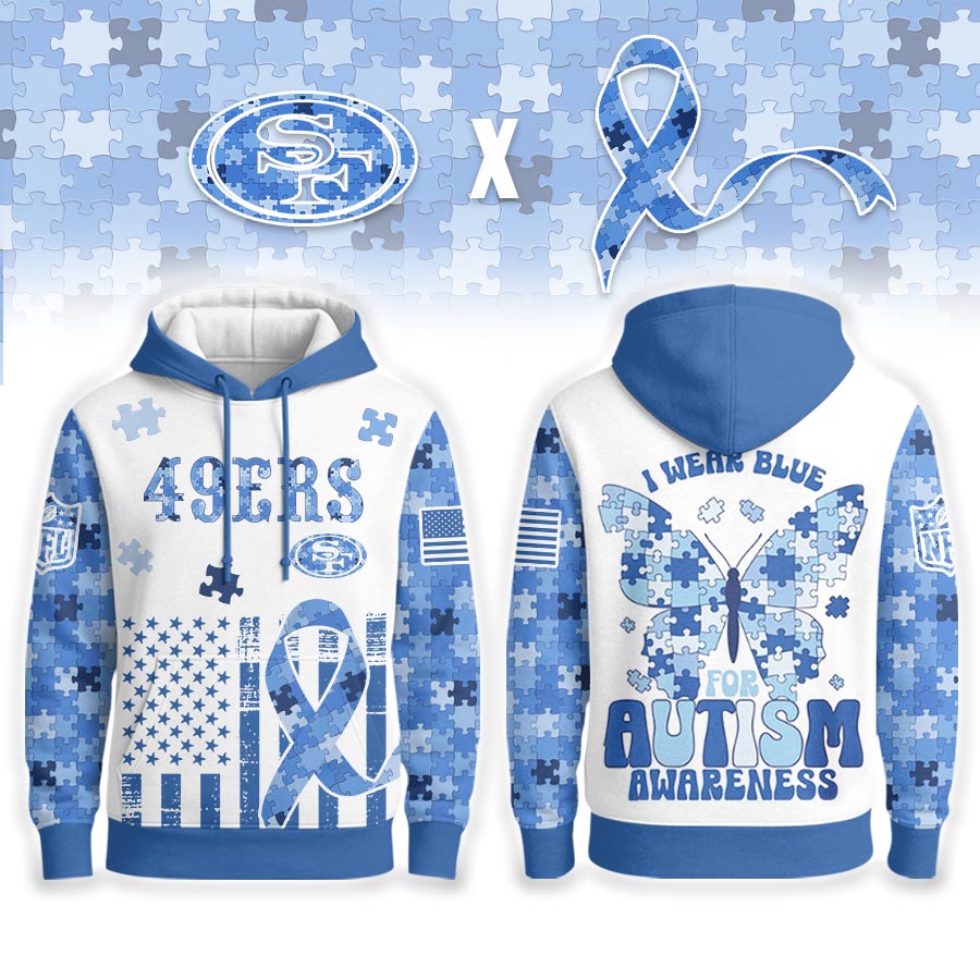 San Francisco 49ers | Premium NFL Autism Awareness Blue Hoodie
