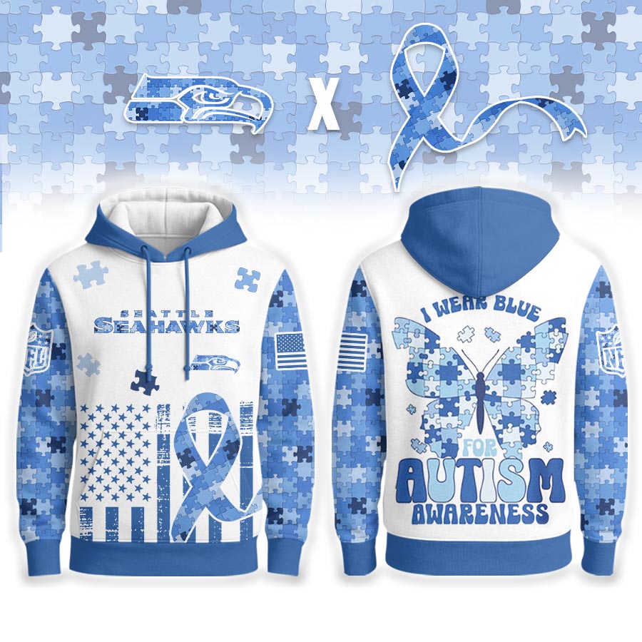 Seattle Seahawks | Premium NFL Autism Awareness Blue Hoodie