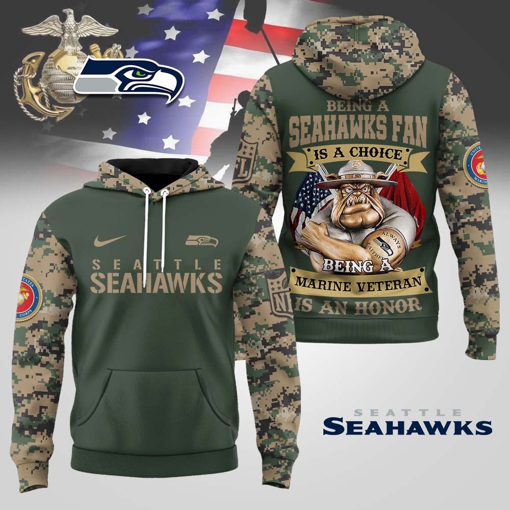 Seattle Seahawks | Premium NFL Marine Veteran Hoodie