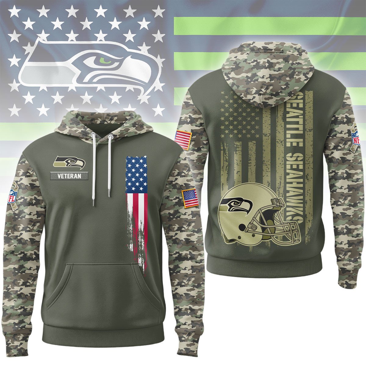 Seattle Seahawks | Premium NFL Veteran Camo Hoodie Limited Edition