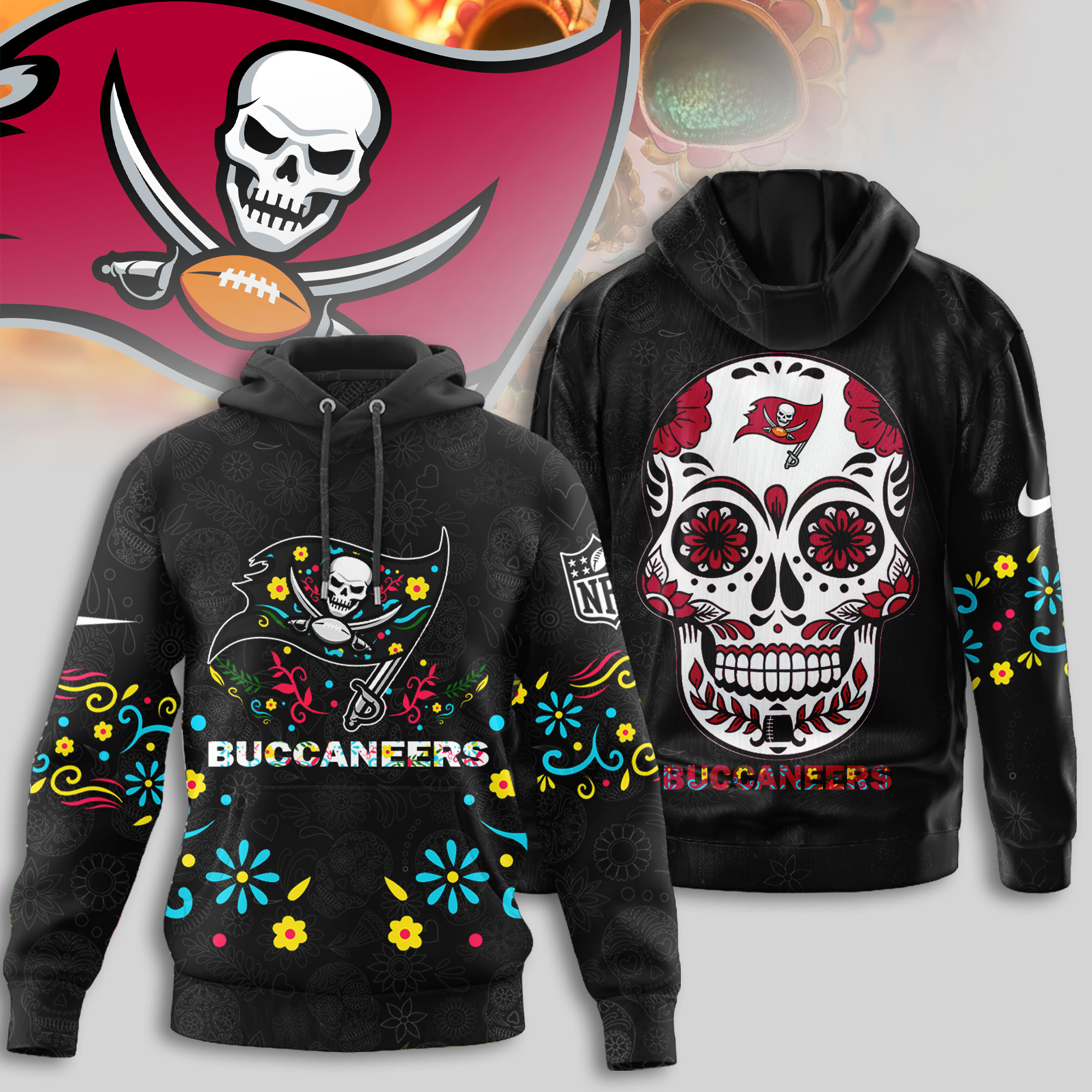 Tampa Bay Buccaneers | Premium NFL Dia de los Muertos Limited Editions Hoodie