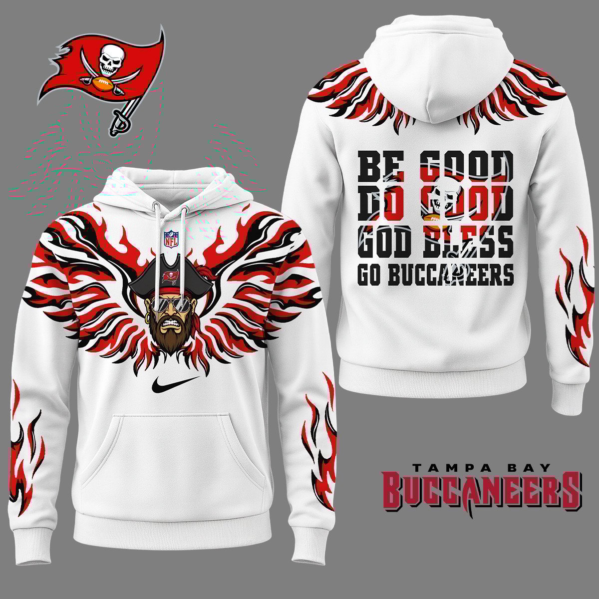 Tampa Bay Buccaneers | Premium NFL Fire Wings 3D Hoodie