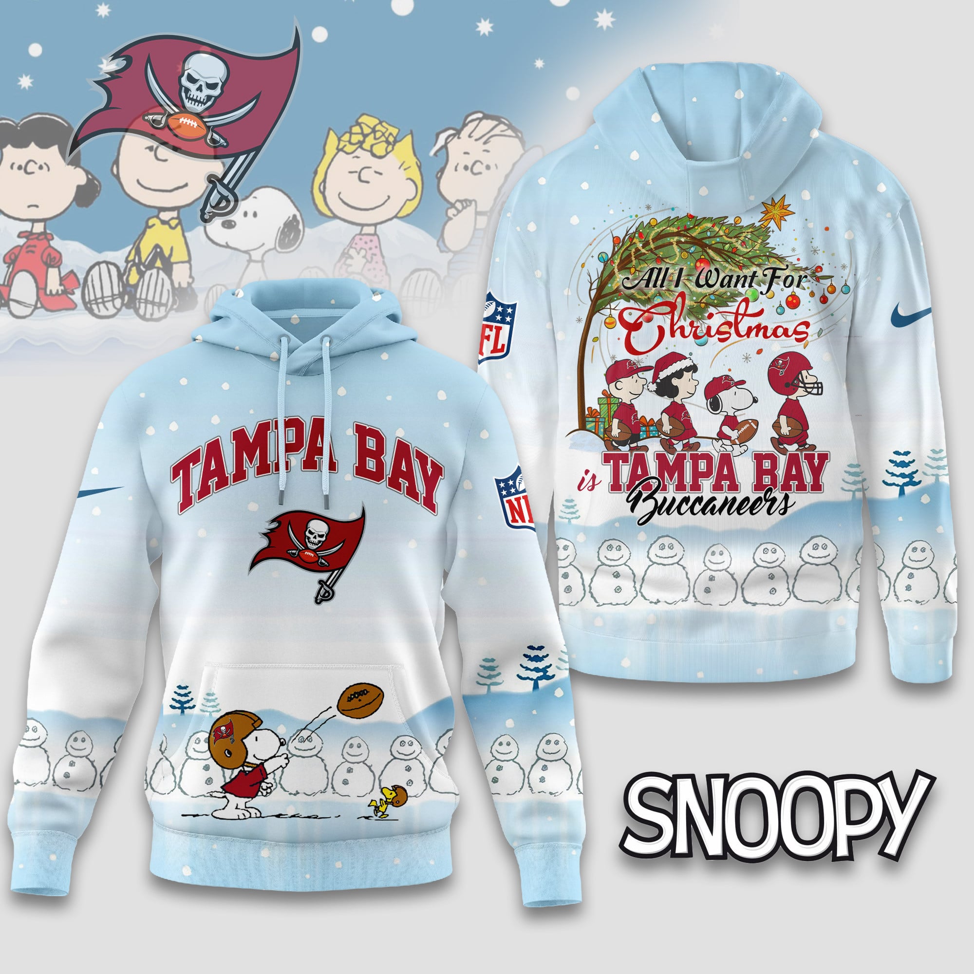 Tampa Bay Buccaneers | Premium NFL Peanuts Snow Day Hoodie