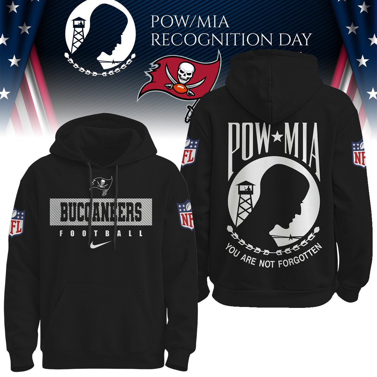 Tampa Bay Buccaneers | Premium NFL Pow Mia Hoodie