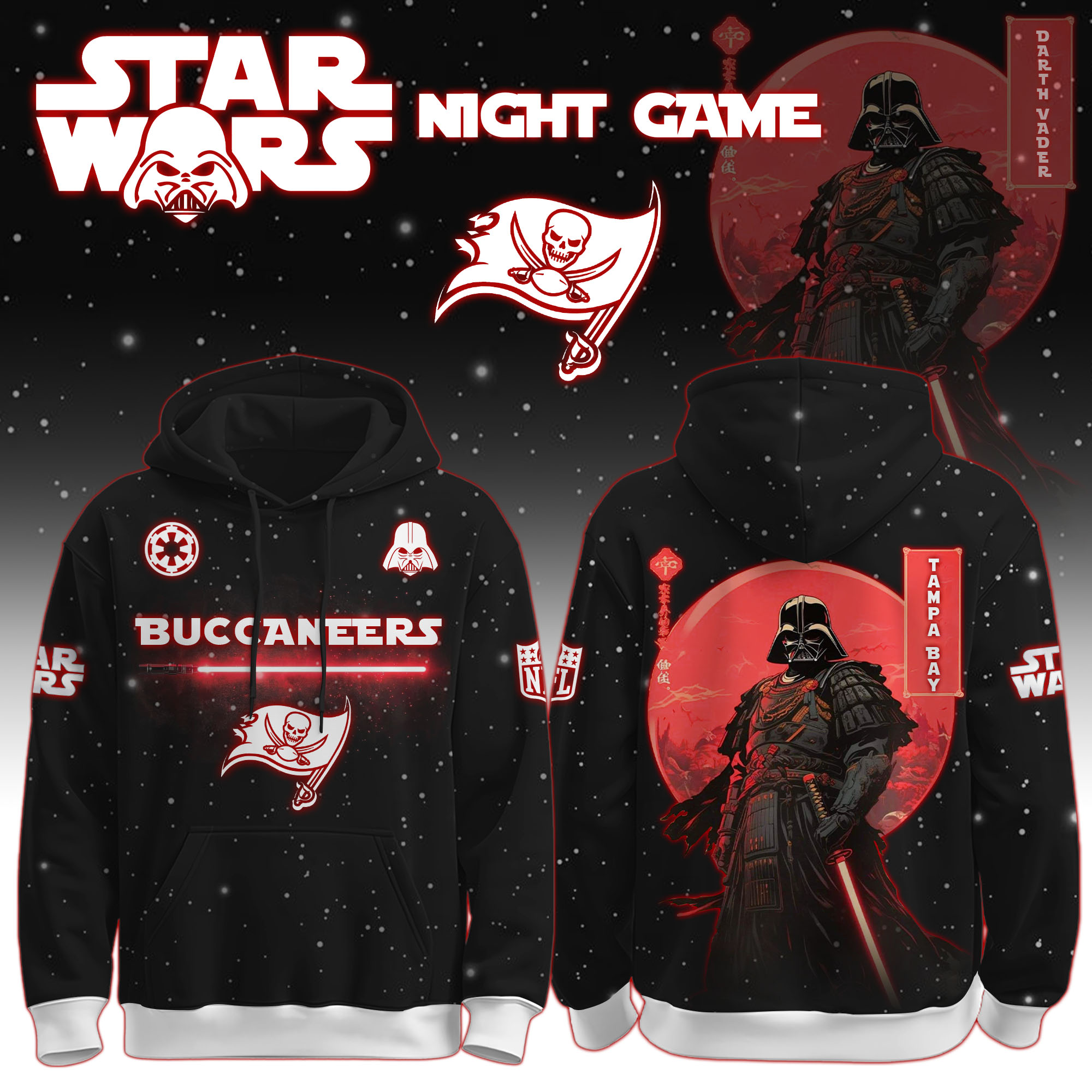 Tampa Bay Buccaneers | Premium NFL x Night Game Red Moon Star War Limited Editions Hoodie