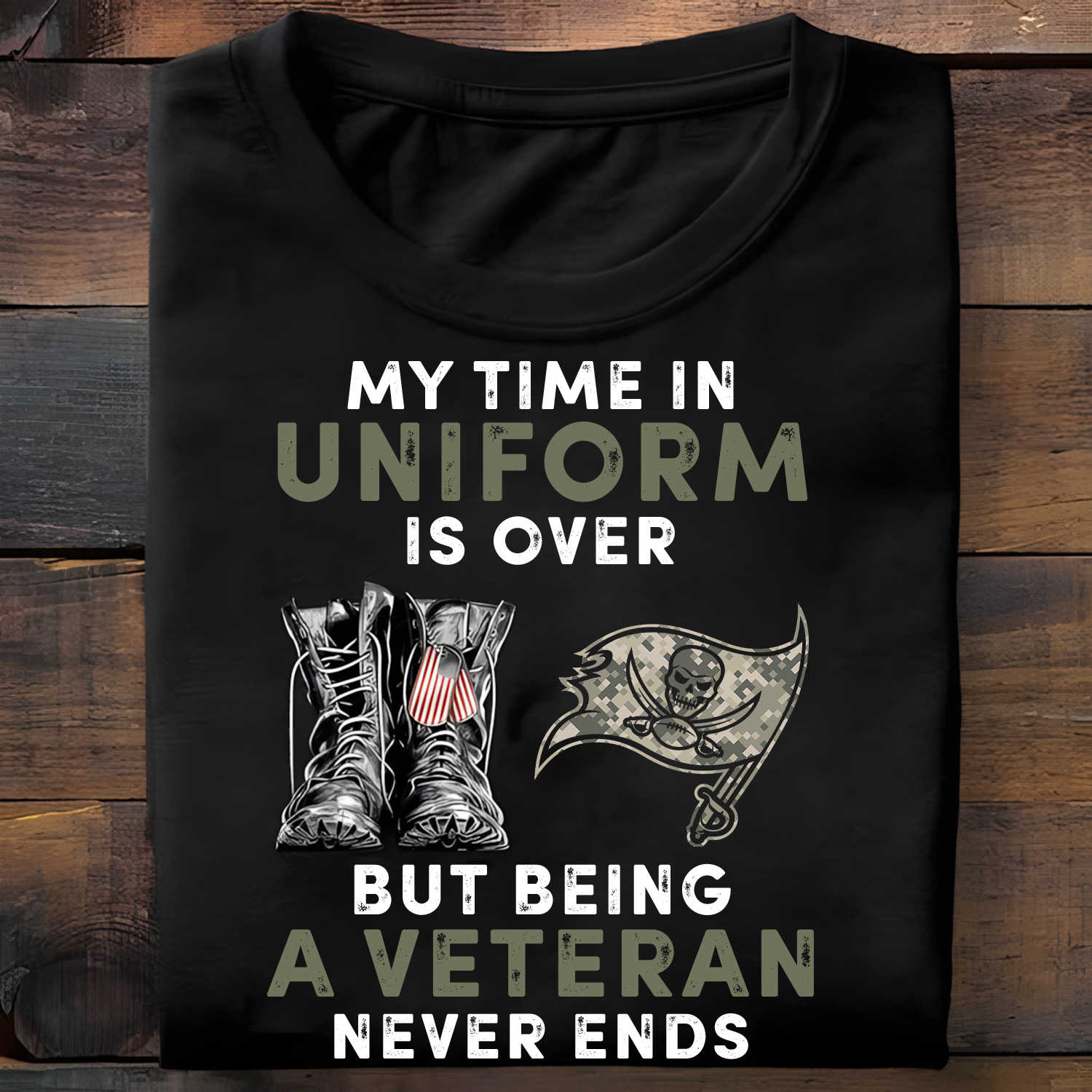 TB x NFL My Time In Uniform Is Over But Being A Veteran Never Ends 2D Shirt DatND ThuongNH