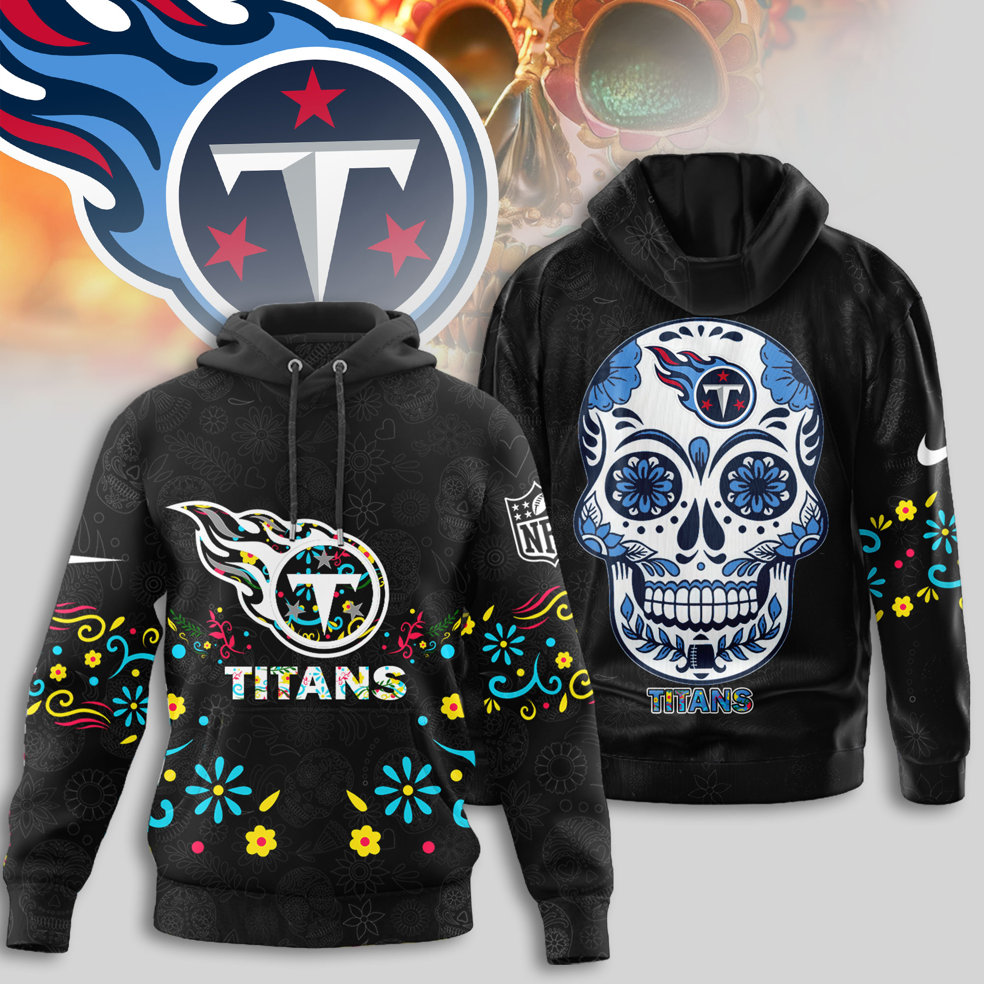 Tennessee Titans | Premium NFL Dia de los Muertos Limited Editions Hoodie
