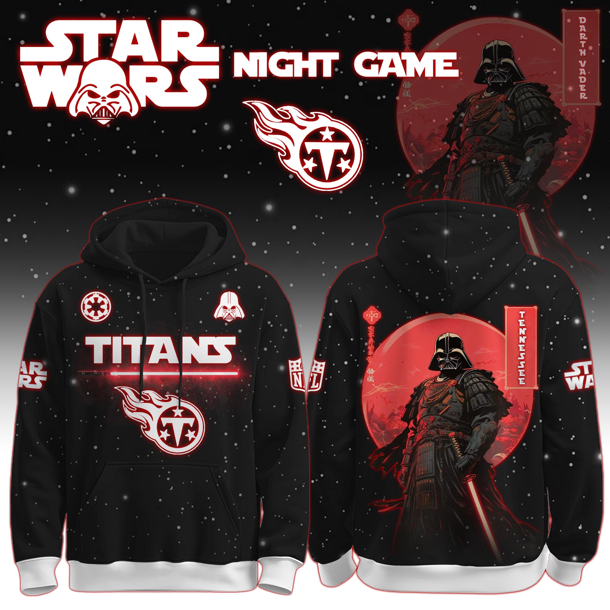 Tennessee Titans | Premium NFL x  Night Game Red Moon Star War Limited Editions Hoodie