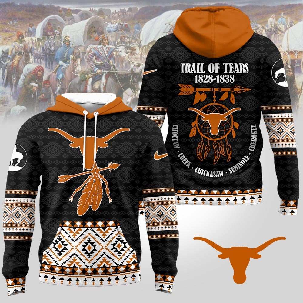 Texas Longhorns | Premium NCAA Trail of Tears Awareness 3D Hoodie