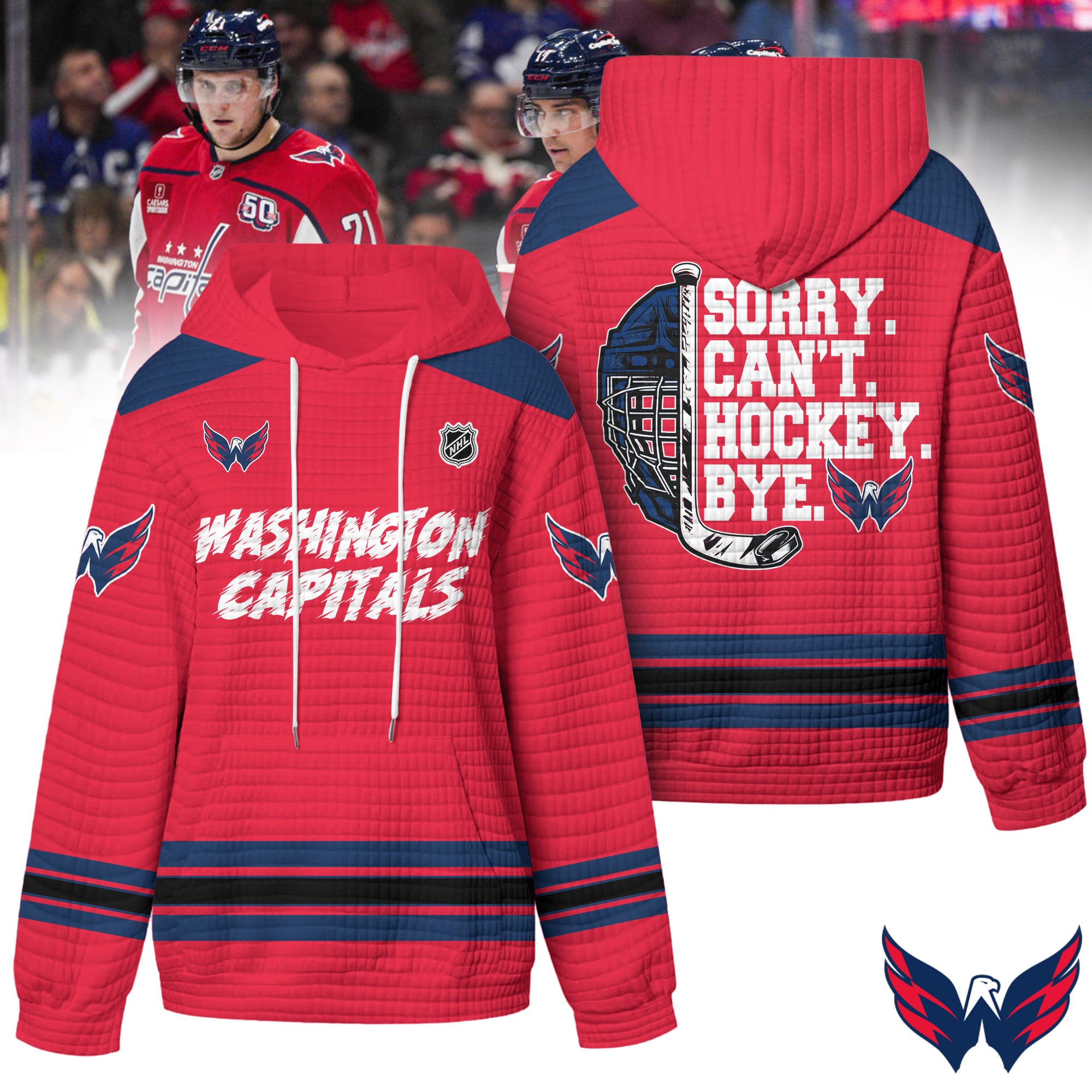 Washington Capitals | Premium NHL Sorry Busy Hockey Waffle Hoodie
