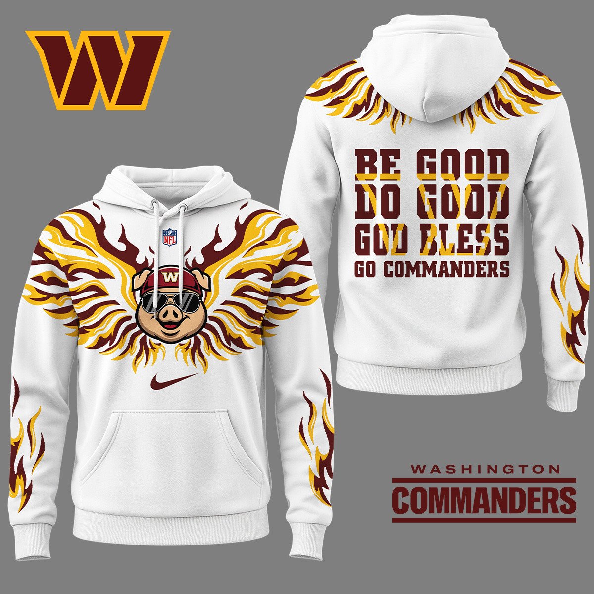 Washington Commanders | Premium NFL Fire Wings 3D Hoodie