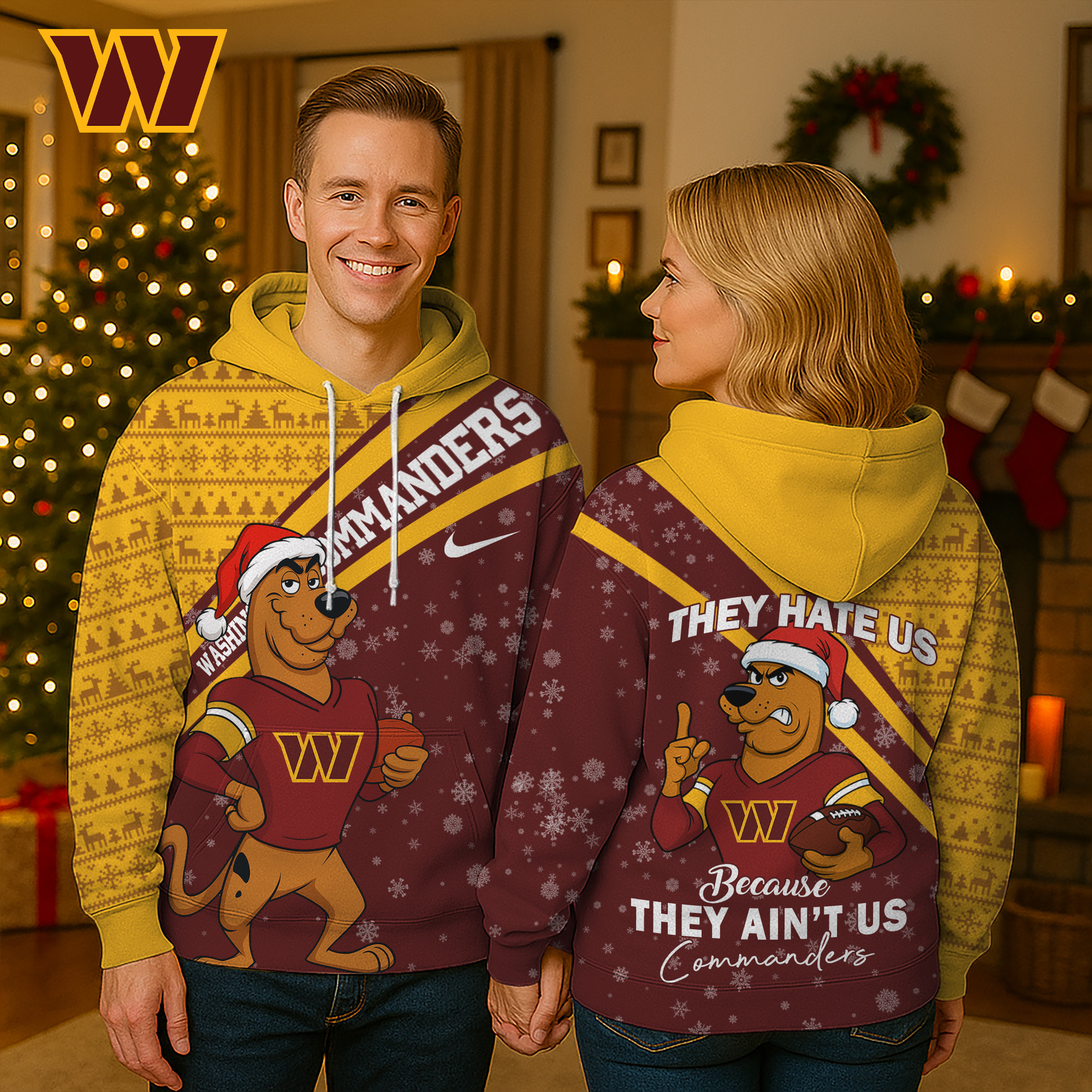 Washington Commanders | Premium NFL Funny Scooby- Doo Christmas 3D Hoodie