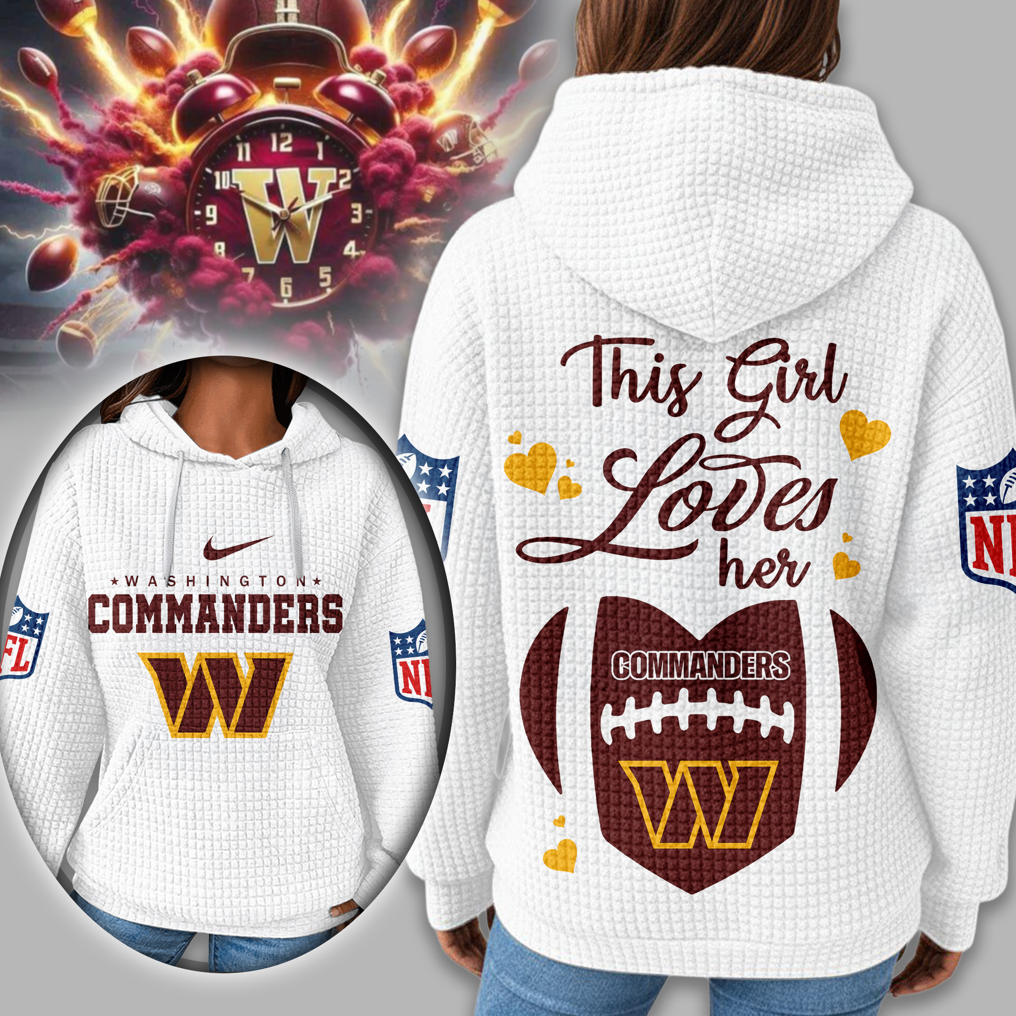 Washington Commanders | Premium NFL Game Day Waffle Hoodie