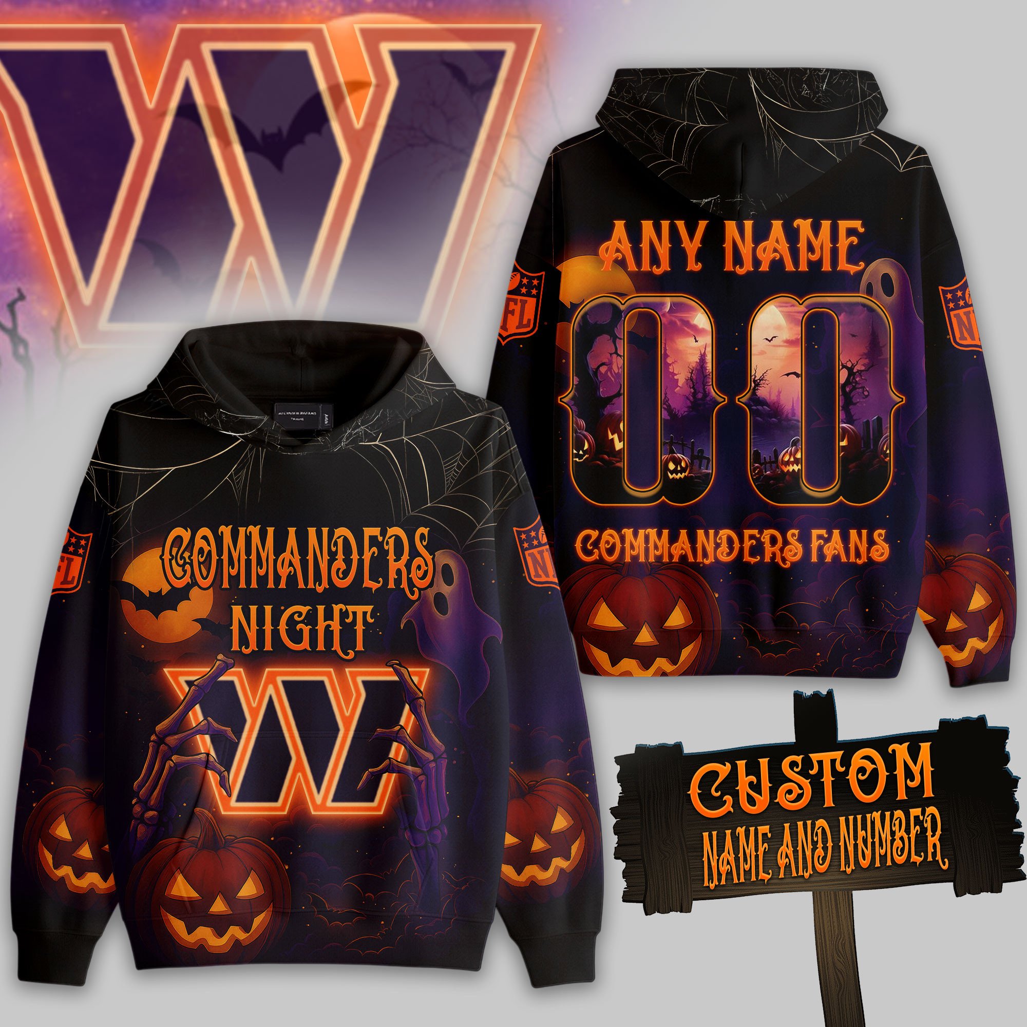 Washington Commanders | Premium NFL Halloween Night Hoodie