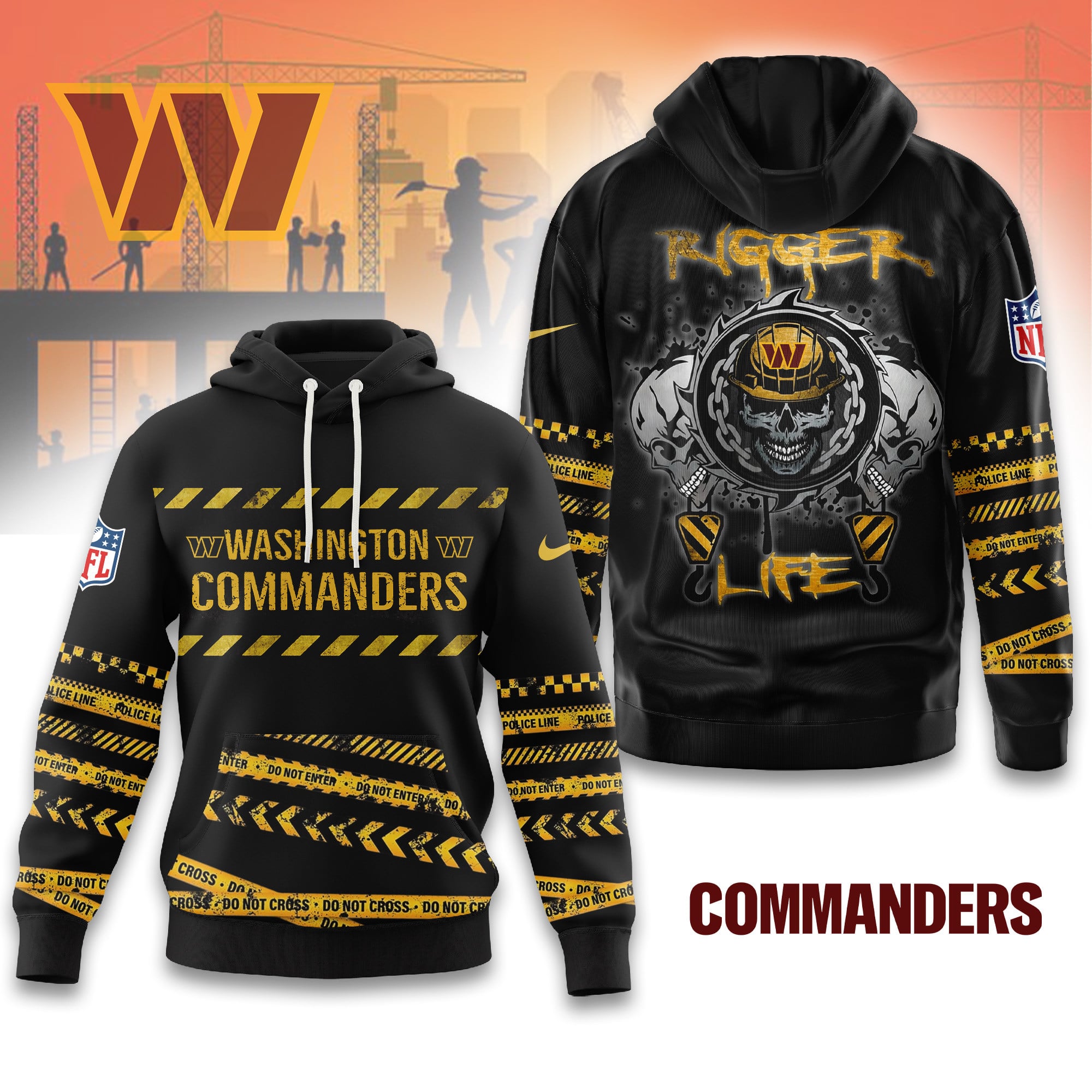 Washington Commanders | Premium NFL Rigger Life Hoodie