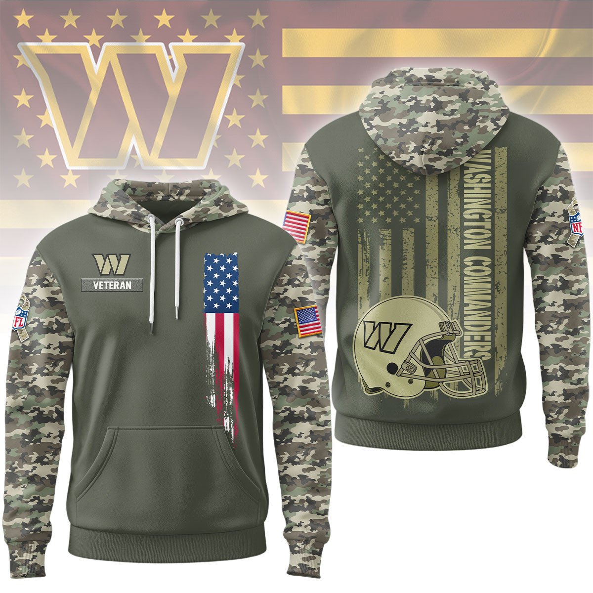 Washington Commanders | Premium NFL Veteran Camo Hoodie Limited Edition