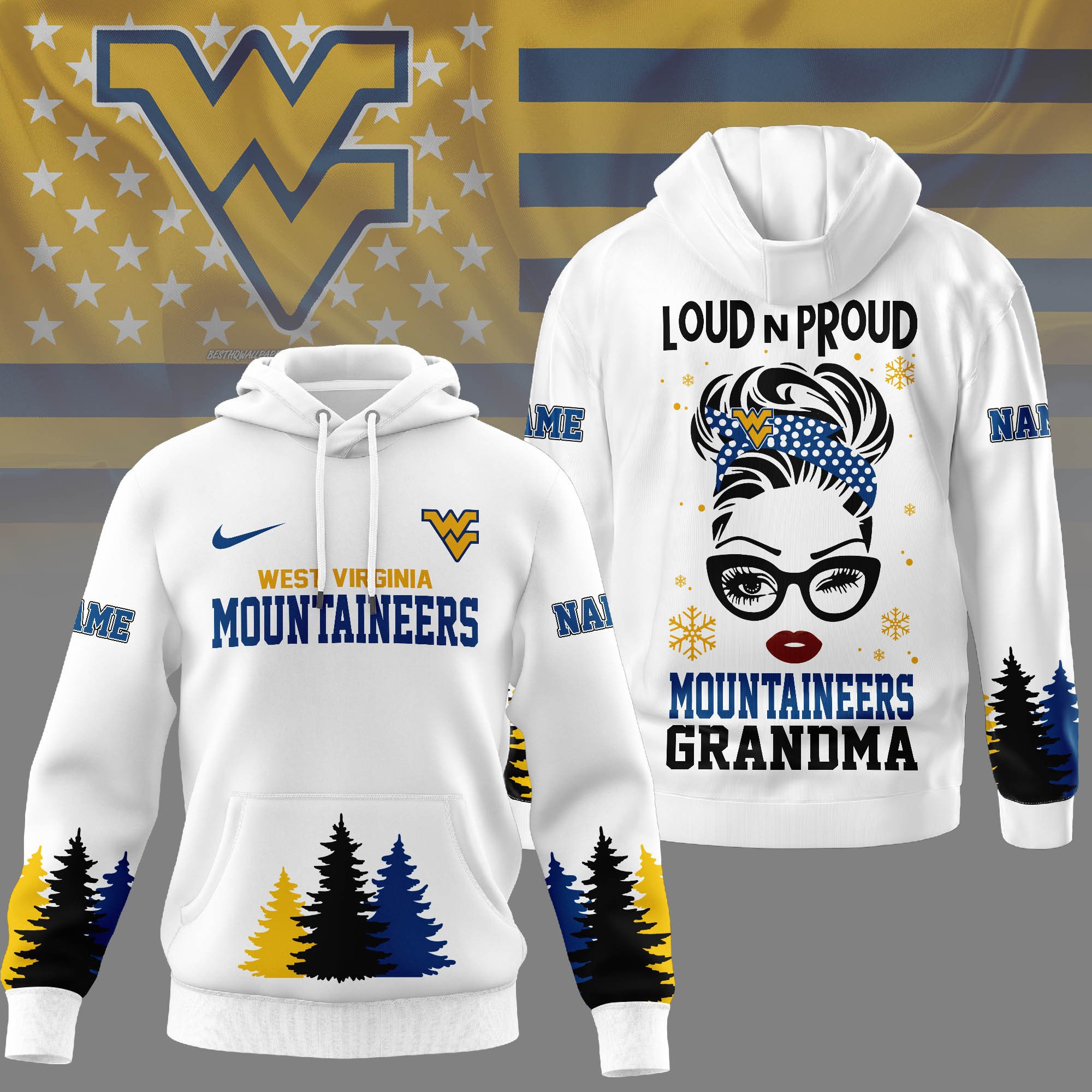 West Virginia Mountaineers | Premium NCAA Loud and Proud Grandma Hoodie
