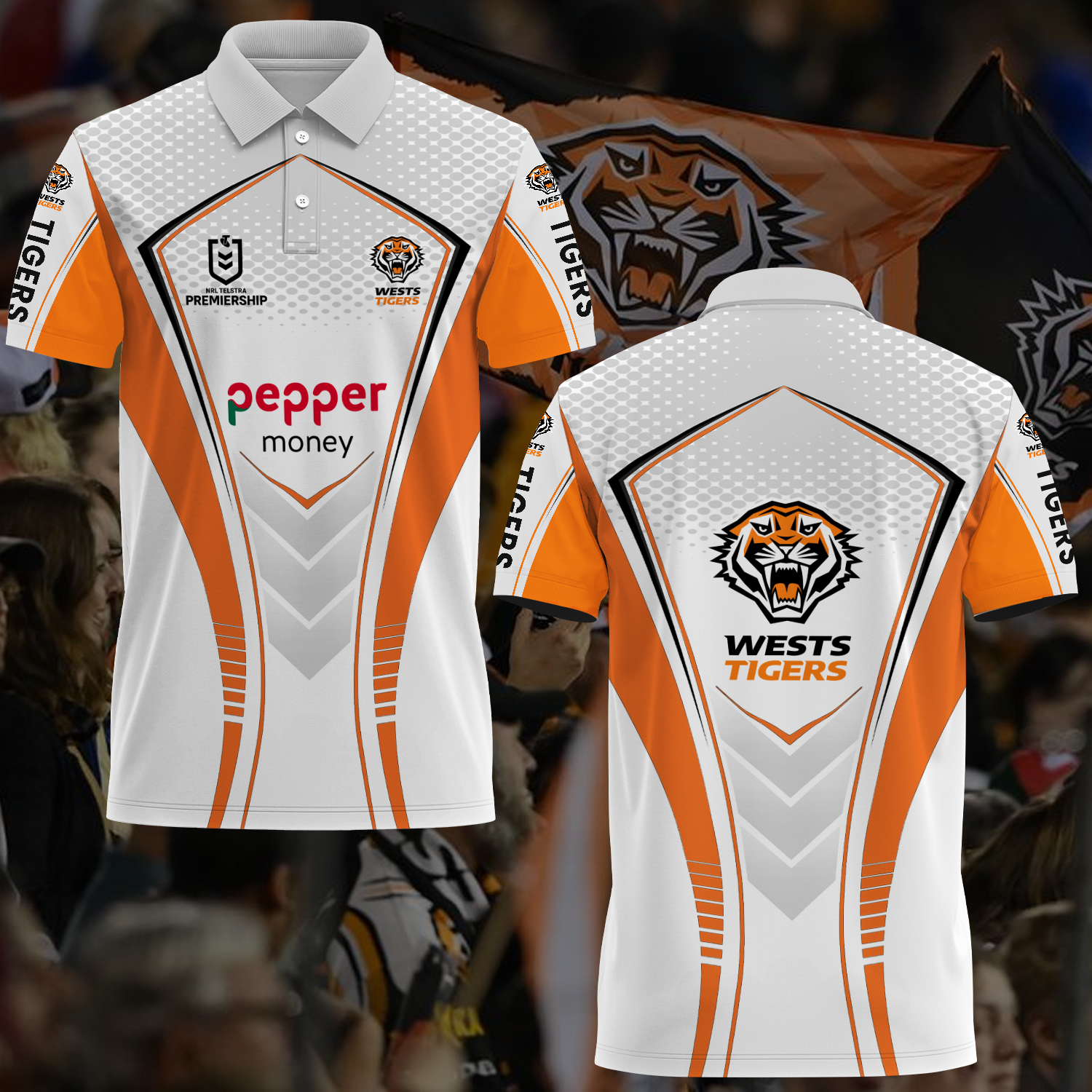 Wests Tigers NRL 2025 Polo Shirt TM NTA V3