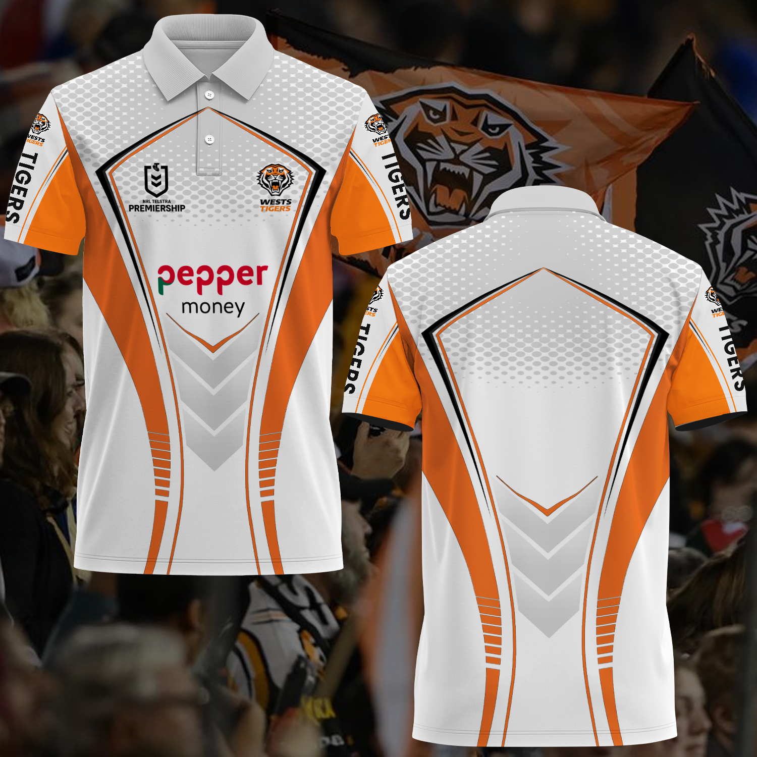 Wests Tigers NRL 2025 Polo Shirt TM NTA V4