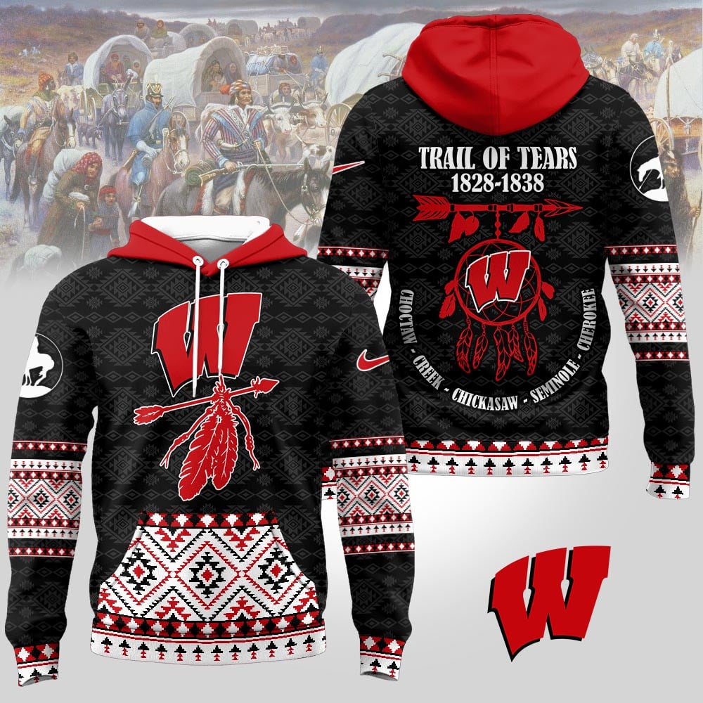 Wisconsin Badgers | Premium NCAA Trail of Tears Awareness 3D Hoodie